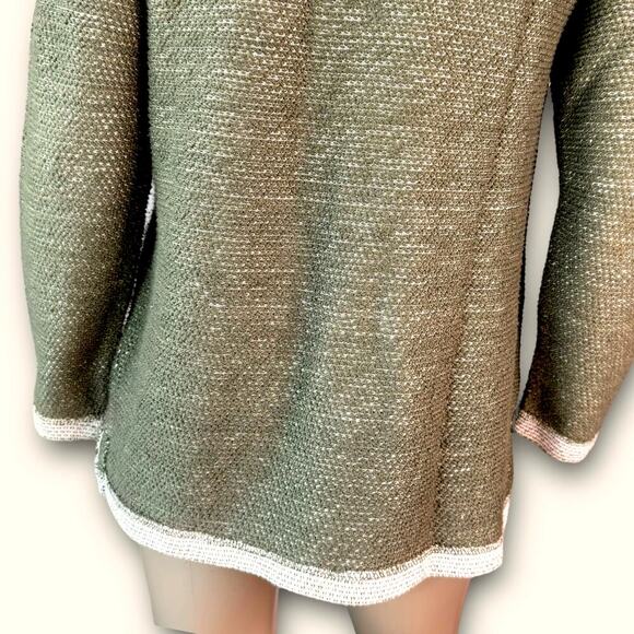 Jadelynn Brooke 1/4 Zip Pullover Sweater Waffle Knit Boyfriend Womens S Green - Picture 10 of 14